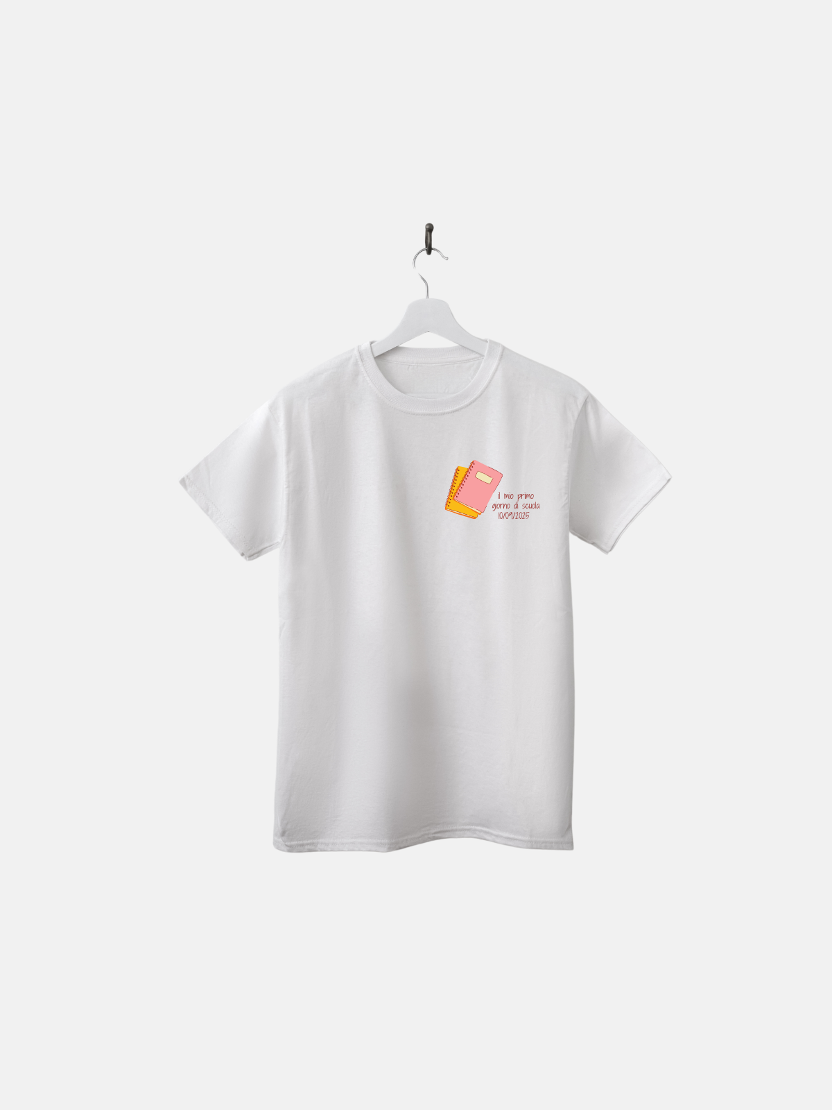 T-SHIRT - BAMBINO PRIMO GIORNO DI SCUOLA - data personalizzabile - BIANCA